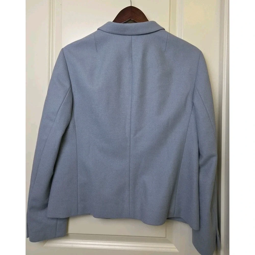AKRIS PUNTO Blue‎ Wool Angora 2 Button Blazer Jacket Sz 8 Boxy Italy Luxury
